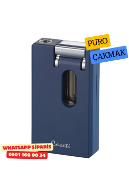 Caseti Paris Mavi / Krom Jet Flame Puro Çakmak (V Kesici & Delicili)