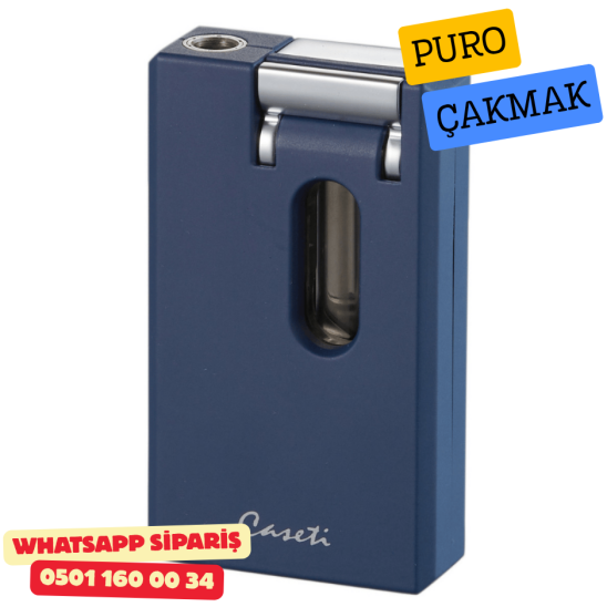 Caseti Paris Mavi / Krom Jet Flame Puro Çakmak (V Kesici & Delicili)