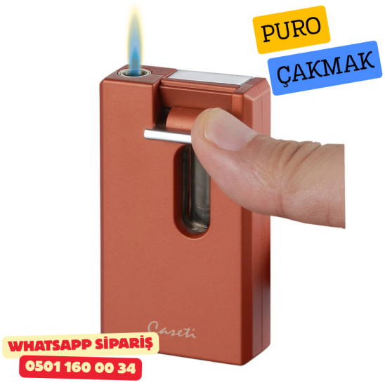 Caseti Paris Kırmızı / Krom Jet Flame Puro Çakmak (V Kesici & Delicili)