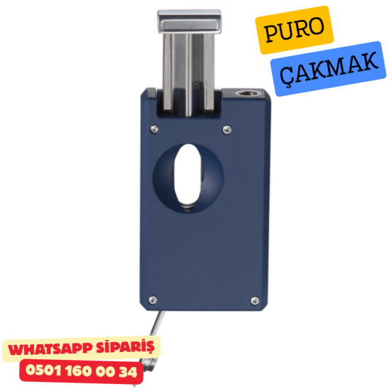 Caseti Paris Mavi / Krom Jet Flame Puro Çakmak (V Kesici & Delicili)