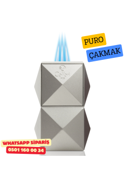 Colibri Quasar Gümüş Masaüstü Üçlü Jet Alevli Puro Çakmağı