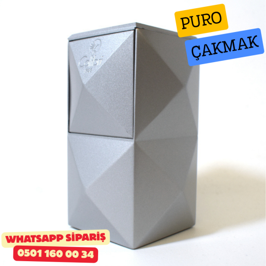 Colibri Quasar Gümüş Masaüstü Üçlü Jet Alevli Puro Çakmağı