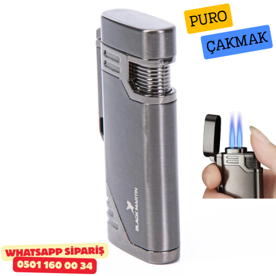 Black Martin Çift Torch Metal Puro Çakmak Black Martin Çift Torch Metal Puro Çakmak