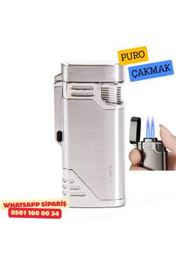 Black Martin Silver Çift Torch Metal Puro Çakmak