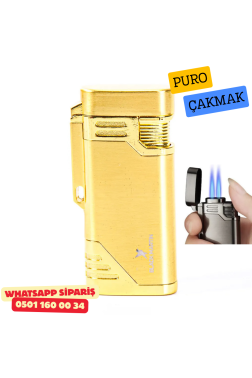 Black Martin Gold Çift Torch Metal Puro Çakmak