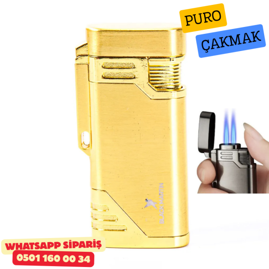 Black Martin Gold Çift Torch Metal Puro Çakmak