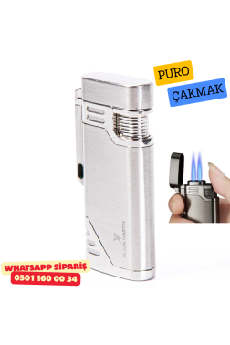 Black Martin Silver Çift Torch Metal Puro Çakmak