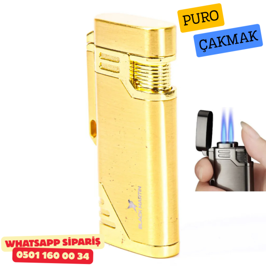 Black Martin Gold Çift Torch Metal Puro Çakmak Black Martin Gold Çift Torch Metal Puro Çakmak
