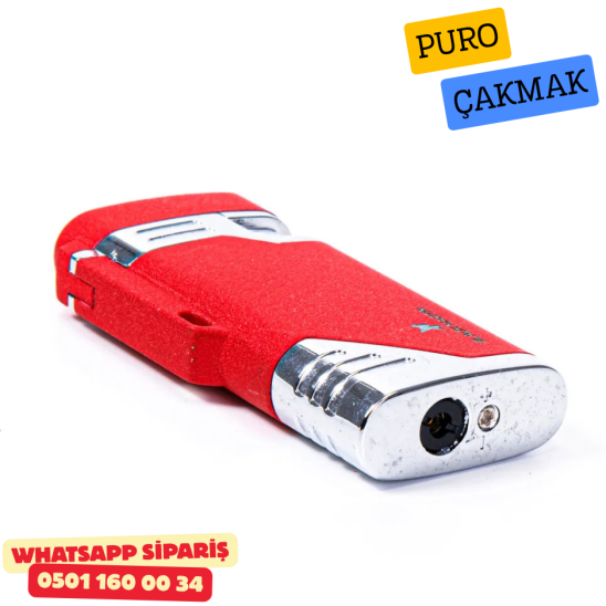 Black Martin Kırmızı Çift Torch Metal Puro Çakmak