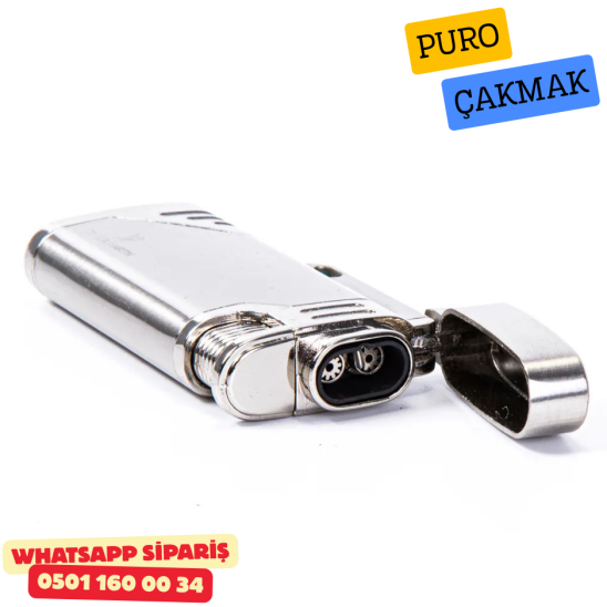 Black Martin Silver Çift Torch Metal Puro Çakmak Black Martin Silver Çift Torch Metal Puro Çakmak