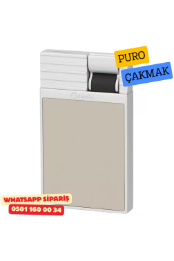 Caseti Paris Flat Gri-Bej Mat / Gümüş Tek Jet Alevli Çakmak