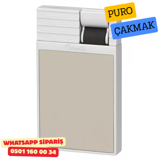 Caseti Paris Flat Gri-Bej Mat / Gümüş Tek Jet Alevli Çakmak