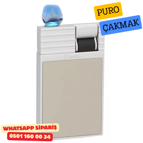 Caseti Paris Flat Gri-Bej Mat / Gümüş Tek Jet Alevli Çakmak
