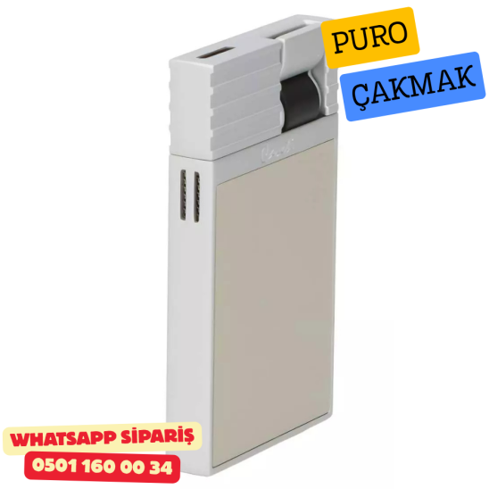 Caseti Paris Flat Gri-Bej Mat / Gümüş Tek Jet Alevli Çakmak