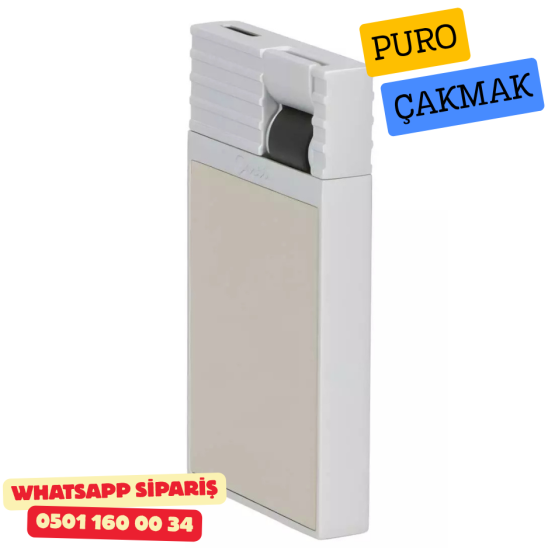 Caseti Paris Flat Gri-Bej Mat / Gümüş Tek Jet Alevli Çakmak