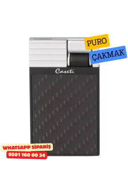 Caseti Paris Carbon Design Siyah / Gümüş Tek Jet Alevli Çakmak