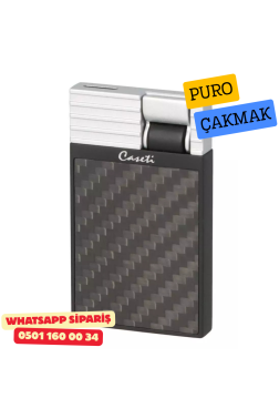 Caseti Paris Carbon Design Siyah / Gümüş Tek Jet Alevli Çakmak