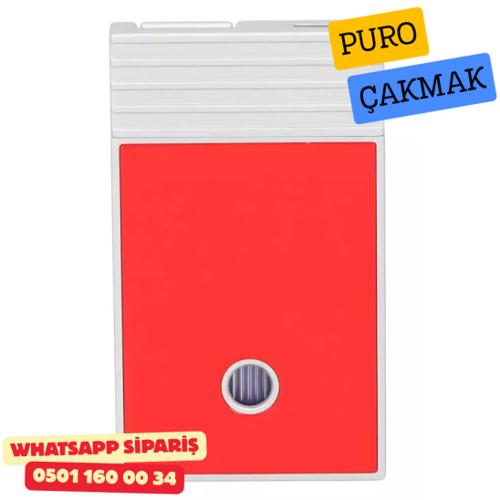 Caseti Paris Kırmızı Mat / Gümüş Tek Jet Alevli Çakmak