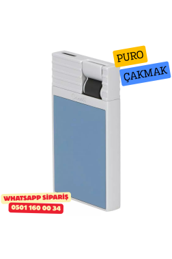 Caseti Paris Flat Gri-Mavi Mat / Gümüş Tek Jet Alevli Çakmak