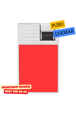 Caseti Paris Kırmızı Mat / Gümüş Tek Jet Alevli Çakmak