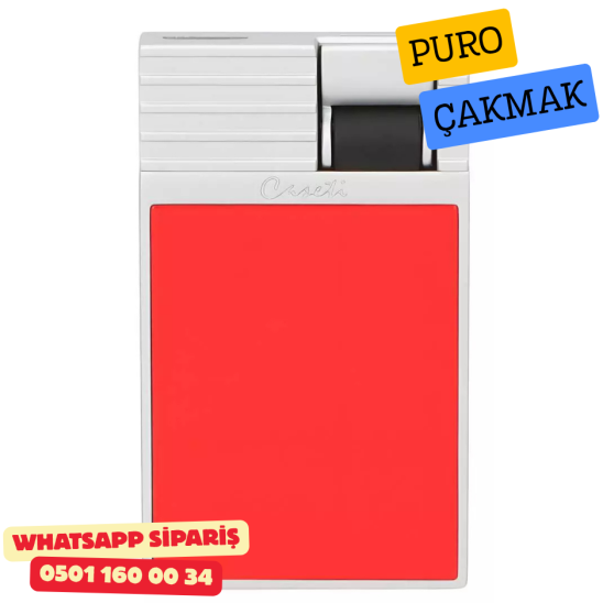 Caseti Paris Kırmızı Mat / Gümüş Tek Jet Alevli Çakmak