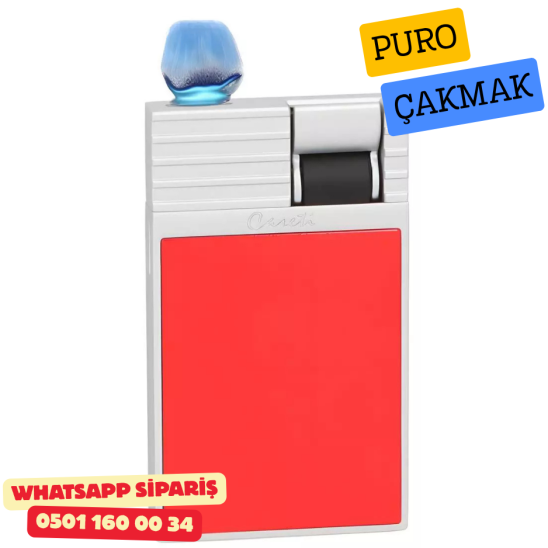 Caseti Paris Kırmızı Mat / Gümüş Tek Jet Alevli Çakmak