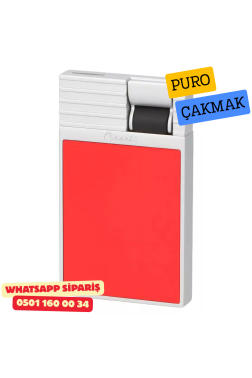 Caseti Paris Kırmızı Mat / Gümüş Tek Jet Alevli Çakmak