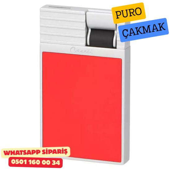 Caseti Paris Kırmızı Mat / Gümüş Tek Jet Alevli Çakmak