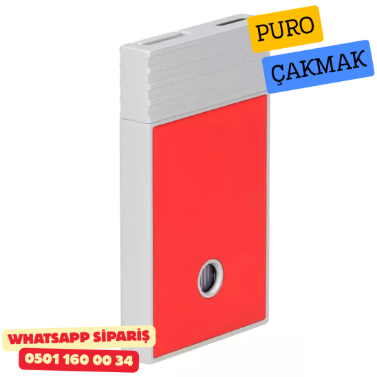 Caseti Paris Kırmızı Mat / Gümüş Tek Jet Alevli Çakmak