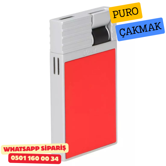Caseti Paris Kırmızı Mat / Gümüş Tek Jet Alevli Çakmak