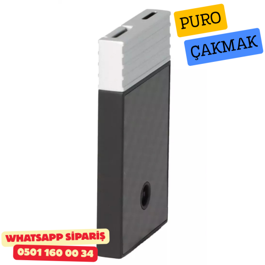 Caseti Paris Carbon Design Siyah / Gümüş Tek Jet Alevli Çakmak