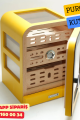 Cohiba - Aksesuar Çekmeceli Camlı Sedir Humidor Puro Kutusu (Sarı–Siyah)