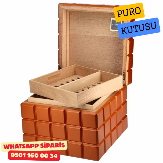 Colibri Heritage Cube Sedir Humidor Puro Kutusu (Turuncu) Colibri Heritage Cube Sedir Humidor Puro Kutusu (Turuncu)
