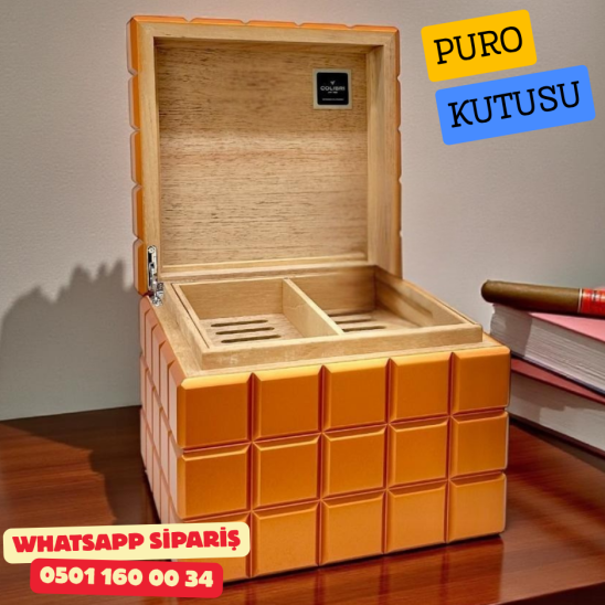 Colibri Heritage Cube Sedir Humidor Puro Kutusu (Turuncu) Colibri Heritage Cube Sedir Humidor Puro Kutusu (Turuncu)