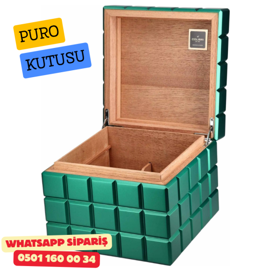 Colibri Heritage Cube Sedir Humidor Puro Kutusu (Yeşil)