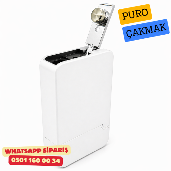 Quantoro Puro Kesici Jet Kapaklı Çakmak – Beyaz