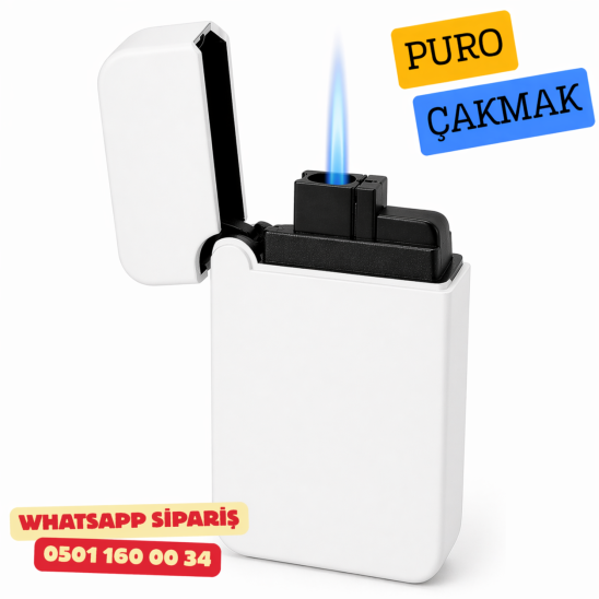 Quantoro Puro Kesici Jet Kapaklı Çakmak – Beyaz
