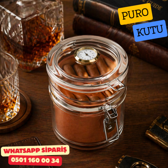 Puro Saklama Kutusu Jar Analog Nem Ölçer