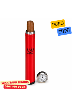 Metal Puro Kılıfı Tüpü Tekli Higrometreli Kırmızı 56Ring