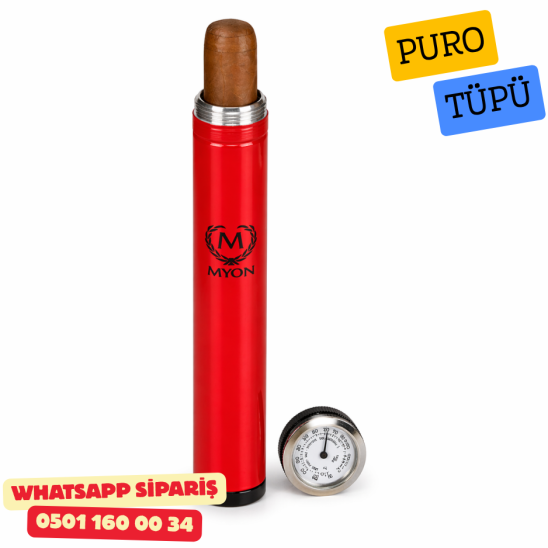Metal Puro Kılıfı Tüpü Tekli Higrometreli Kırmızı 56Ring