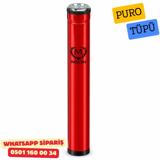 Metal Puro Kılıfı Tüpü Tekli Higrometreli Kırmızı 56Ring