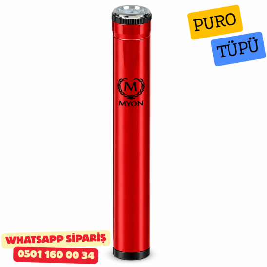 Metal Puro Kılıfı Tüpü Tekli Higrometreli Kırmızı 56Ring