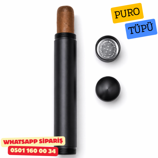 Cohiba Tekli Metal Siyah Puro Tüpü