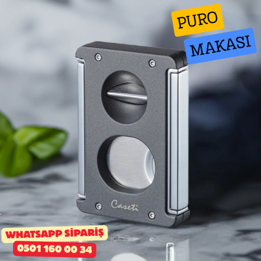 Caseti Gunmetal 3 Fonksiyonlu Puro Makası (V + Düz Kesim + Delici) Caseti Gunmetal 3 Fonksiyonlu Puro Makası (V + Düz Kesim + Delici)