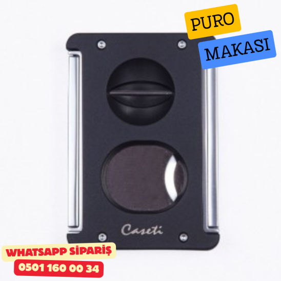 Caseti Siyah 3 Fonksiyonlu Puro Makası (V + Düz Kesim + Delici)