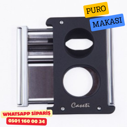 Caseti Siyah 3 Fonksiyonlu Puro Makası (V + Düz Kesim + Delici) Caseti Siyah 3 Fonksiyonlu Puro Makası (V + Düz Kesim + Delici)