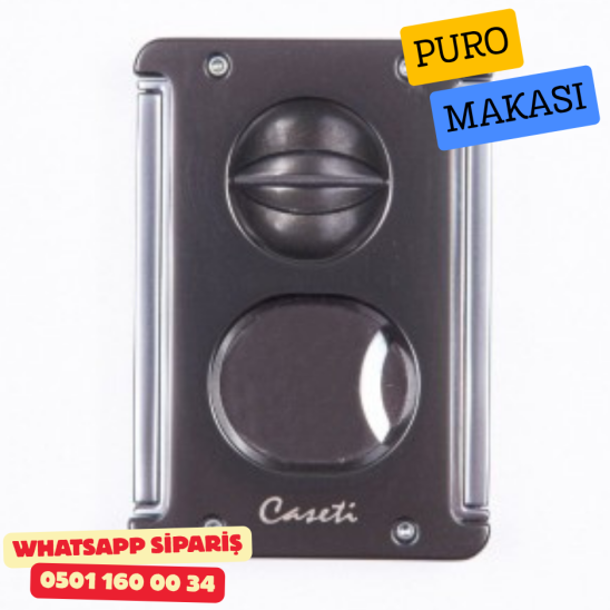 Caseti Gunmetal 3 Fonksiyonlu Puro Makası (V + Düz Kesim + Delici)
