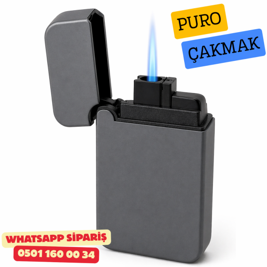 Quantoro Puro Kesici Jet Kapaklı Çakmak – Gri