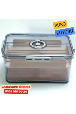Şeffaf Sedir İç Kaplamalı Humidor Puro Saklama Kutusu
