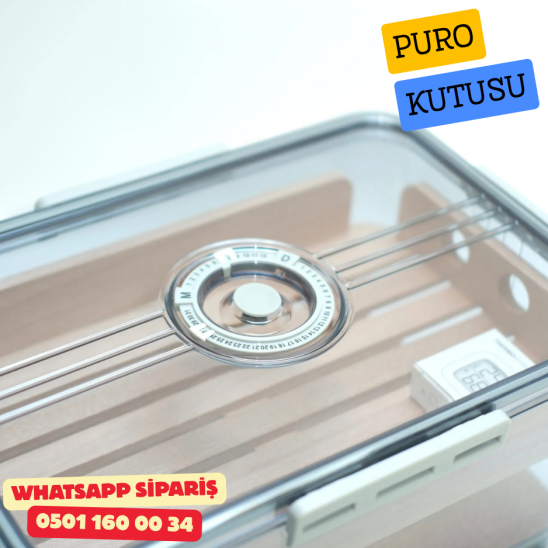 Şeffaf Sedir İç Kaplamalı Humidor Puro Saklama Kutusu